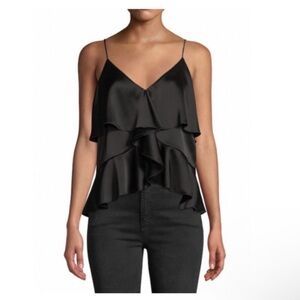 Alice + Olivia Katherine Ruffle Cami Satin Tank